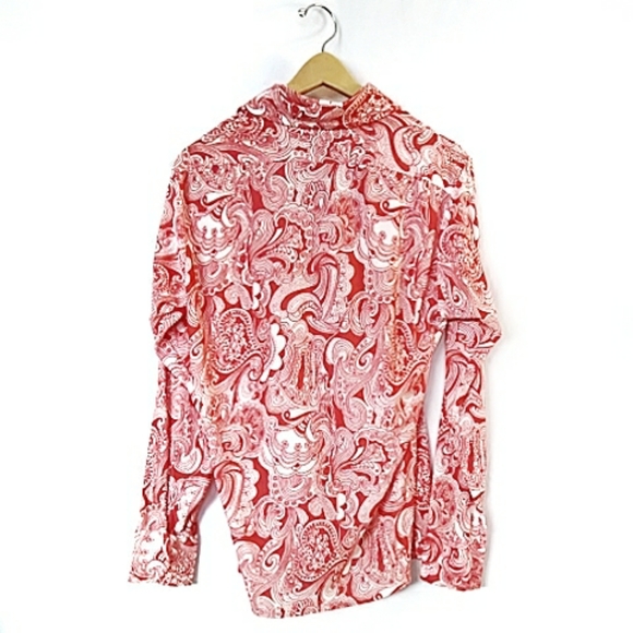 Vintage orange and white paisley nylon shirt. - Picture 2 of 3